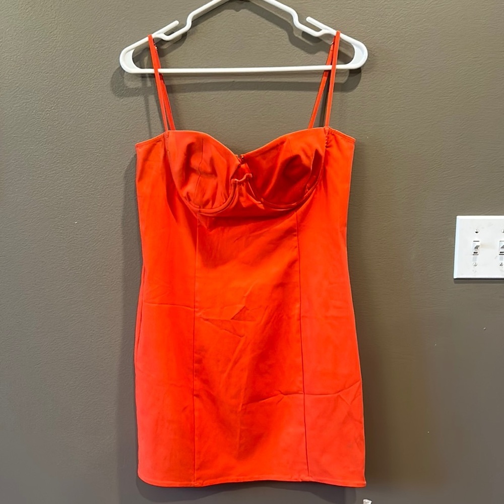 REVOLVE x Michael Costello orange-red MINI DRESS size large